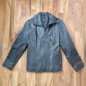 East 5th Black Leather Zip-Front Jacket